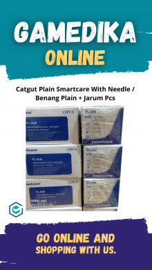 CATGUT PLAIN SMARTCARE WITH NEEDLE (BENANG PLAIN + JARUM PCS - 2/0)