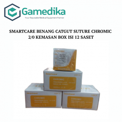 SMARTCARE Benang Catgut Suture Chromic 2/0 Kemasan box isi 12 saset